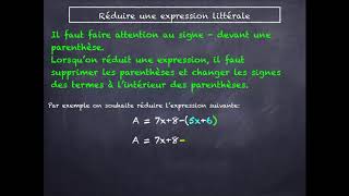 réduire une expression littérale avec un moins devant une parenthèse [upl. by Ebeneser92]