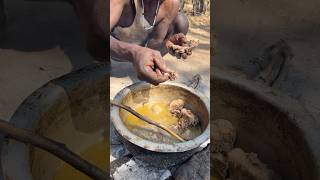 Hadzabe older man enjoying his food food hadzabetribe villagelife [upl. by Yesnel]