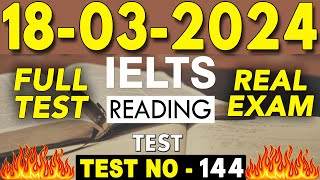 IELTS Reading Test 2024 with Answers  18032024  TEST NO  144 [upl. by Flip432]