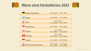 Wann sind Herbstferien 2023 [upl. by Sillaw]