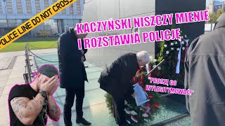 KACZYŃSKI NISZCZY WIENIEC I ROZSTAWIA POLICJANTÓW  Kuriozalna interwencja na miesięcznicy [upl. by Nnahtebazile]