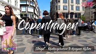 Copenhagen Denmark  Strøget  Rådhuspladsen to Kongens Nytorv  Busy Saturday  4K  Spring  2023 [upl. by Sidwell281]