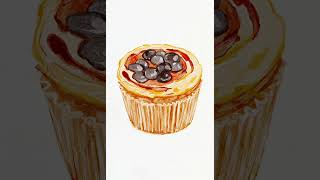 Realistic Watercolor for Procreate  Boba cupcake watercolor drawing shorts watercolor procreate [upl. by Eidoow814]