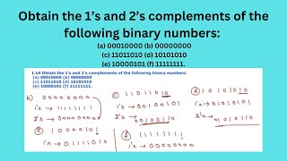 Pb 114  Obtain the 1’s and 2’s complements of the following binary numbers a 00010000 b [upl. by Kellyn741]