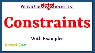 Constraints Meaning in Kannada  Constraints in Kannada  Constraints in Kannada Dictionary [upl. by Enelyk939]