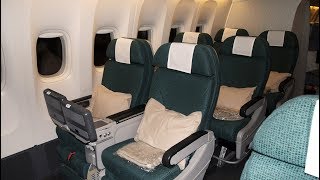 Cathay Pacific 777300ER Premium economy CX831 New York to Hong Kong flight review 29 [upl. by Dulcinea]