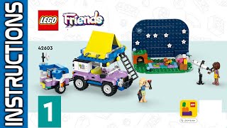 LEGO 42603 instructions  Friends  2024  Book 1  Stargazing Camping Vehicle legofriends funny [upl. by Nedroj555]