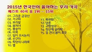 2015년 한국인이 좋아하는 우리 가곡 베스트 40곡 중 1위  15위 [upl. by Stucker]