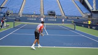 Radek Stepanek Practice US Open 2014 12 [upl. by Ylrrad831]