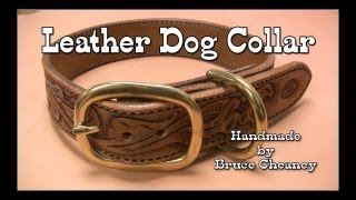 Leather dog collar custom made hand tooled with antique finish [upl. by Jovitta611]