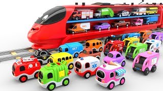 Colors for Children with Train Transporter Toy Street Vehicles [upl. by Mohammad]