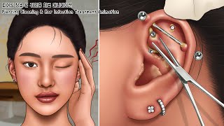 ASMR 피어싱 후에 관리가 꼭 필요한 이유2 피어싱 청소 애니메이션  피어싱 세척  귀염증 치료 Piercing Cleaning  Ear Infection Treatment [upl. by Morita316]