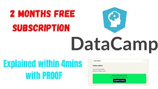 Datacamp FREE  2 months free subscription  within 4 mins [upl. by Peatroy]