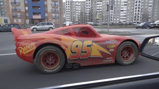 Disney Cars Lightning McQueen in Real Life on Road [upl. by Gemma]