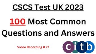 CSCS Card UK  CSCS Test 2023  CSCS Card Test Questions 2023  CSCS Test Preparation  CSCS Test [upl. by Hengel]