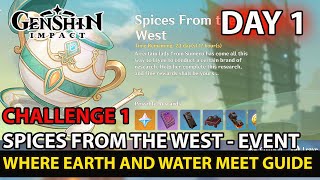 Genshin Impact How To Complete Spices From The West Event Where Earth And Water Meet Day 1 Guide [upl. by Leeda]