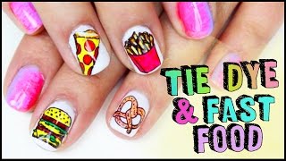 Tie Dye  Fast Food ❁ Gel NAIL ART [upl. by Gudrun115]