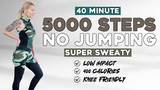 5000 STEPS IN 40 MIN AT HOME  Do it twice to get 10000 STEPS  Weight Loss Workout  NO JUMPING [upl. by Neelyhtak]