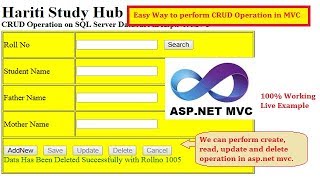 Best Way to Implement CRUD Operation in AspNet MVC on SQL Database  Hindi  Free Online Classes [upl. by Cariotta]