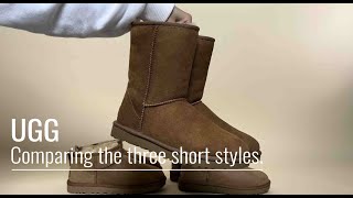 UGG  Comparing the UGG Ultra Mini the UGG Mini and the UGG Classic Short [upl. by Hawkie]