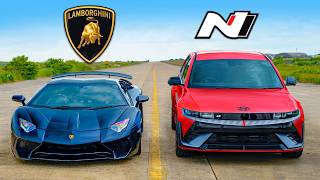 Lambo Aventador SV v Hyundai IONIQ 5 N DRAG RACE [upl. by Natiha]