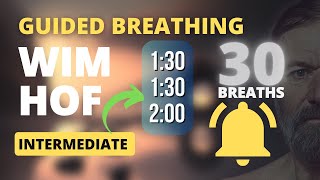 Best Guided Breathing  Wim Hof 3 Rounds INTERMEDIATE 30 BREATHS NO VOICE on retention [upl. by Nicram]