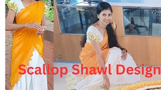 Scallop Shawl Designവീട്ടിൽ തന്നെ scallop ഈസി ആയി ചെയാം 😍😍 ഇത്തിരി ക്ഷമ ഉണ്ടോ ഷാൾ റെഡി 🪡🪡 [upl. by Graeme555]