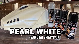 HOW TO PAINT PEARL WHITE USING SAMURAI SPRAYPAINT  STEP BY STEP  BRYANMALLARI MOTOVLOG [upl. by Neural]