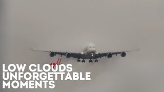 Low Clouds  Unforgettable moments  A380  Heathrow Airport [upl. by Warfourd]