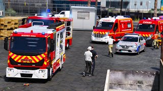 GTA 5 ÉNORME ACCIDENT AU PORT  POMPIERS DE PARIS 75 [upl. by Arin]