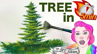 ☆ Fan Brush Pine Tree Learn EVERYTHING in 5 minutes ☆ 2  TheArtSherpa [upl. by Joliet]