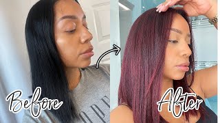 HOW I WENT FROM JET BLACK HAIR TO RED  NO BLEACH [upl. by Traggat]