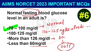 norcet exam preparation I aiims norcet 2023 I aiims norcet questions and answers 6 [upl. by Elleinnod]