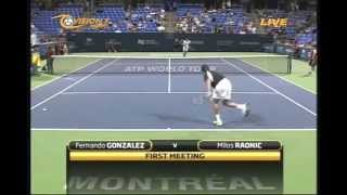 Milos Raonics 1st ATP match vs Fernando Gonzalez [upl. by Dexter]