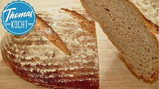 Roggenmischbrot mit Sauerteig backen  Thomas kocht [upl. by Tab]