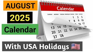 August 2025 Calendar US 🇺🇸  Aug 2025  Ganesh Chaturthi 2025 [upl. by Semmes]