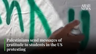 Palestinians send messages of gratitude to students in the US protesting  Arab News [upl. by Drobman]