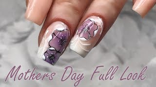 MOTHERS DAY FULL LOOK  SCULPTED ACRYLIC SHORT SQUARE NAILS [upl. by Alatea]