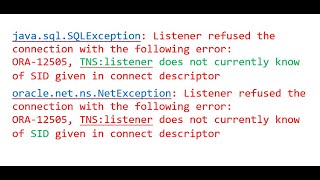 How to resolve SQLException Listener refused the connection listener does not currently know of SID [upl. by Deerdre963]