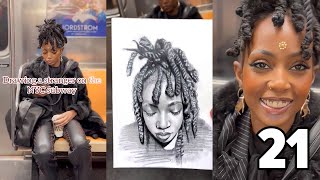 Drawing strangers on the subway and getting their reactions Epic reactions [upl. by Yeloc400]