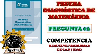 EVALUACIÓN DIAGNÓSTICA DE MATEMÁTICA  4to GRADO DE SECUNDARIA  PREGUNTA N° 02 [upl. by Enilorak]