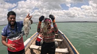 LOBSTER TRAP HAULING WITH MY LUCKY WIFE🇯🇲🇯🇲 epic adventure jamaicahunting [upl. by Ellehsyt]