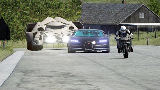 Kawasaki Ninja H2R vs MotoGP Honda RC213V vs Bugatti Chiron vs Batmobile at Old SPA [upl. by Acimak]