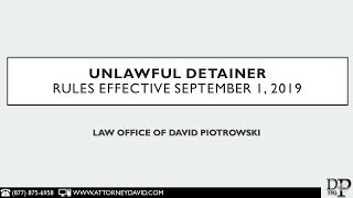 New California Unlawful Detainer Rules Effective September 1 2019 [upl. by Iramohs]