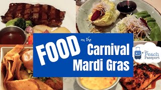 CARNIVAL MARDI GRAS FOOD 🥘 🍱 🍔 FOOD we ate on our CRUISE Carnival Dining [upl. by Odanref39]