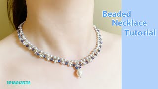 DIY Beaded necklace Jewelry making tutorial Pearl necklace [upl. by Accalia646]