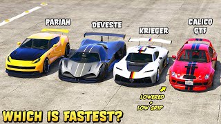 GTA 5  CALICO GTF vs KRIEGER vs DEVESTE EIGHT vs PARIAH  Which is Fastest [upl. by Ierdna988]