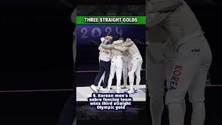 Paris Olympics S Korea wins 3rd consecutive gold in mens sabre fencing team event [upl. by Noiramaj]