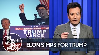 Elon Musk Simps for Trump at Rally Kamala Harris Joins the Daddy Gang  The Tonight Show [upl. by Burch]