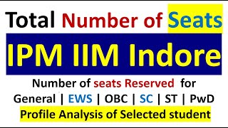 Total Seats in IPM IIM Indore  Seats Category wise RESERVED  Selected students profile Subjects [upl. by Hsirrap105]